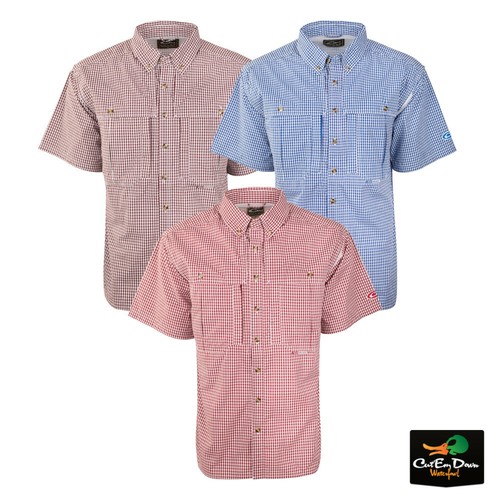 DRAKE WATERFOWL GAMEDAY GINGHAM PLAID WINGSHOOTERS SHORT SLEEVE S/S - Picture 1 of 4