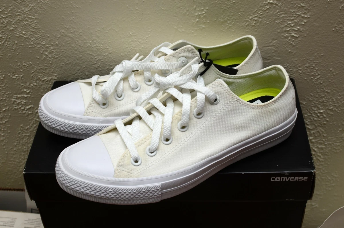 Prelude klistermærke Knop CONVERSE CHUCK TAYLOR II CT II OX WHITE WHITE LUNARLON INSOLE SIZE 8 10  DEFECTS | eBay