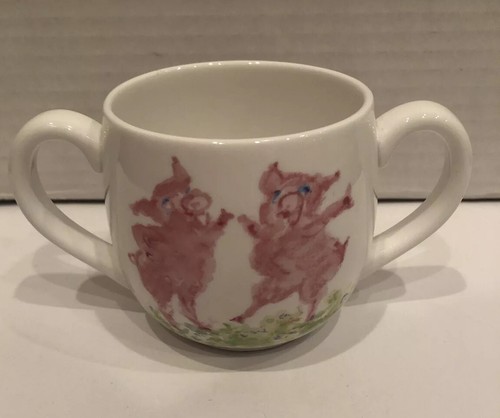 TIFFANY & CO. TANZENDE SCHWEINE FEINKNOCHEN PORZELLAN BABY 2 Griffe Becher VINTAGE EUC - Bild 5 von 12