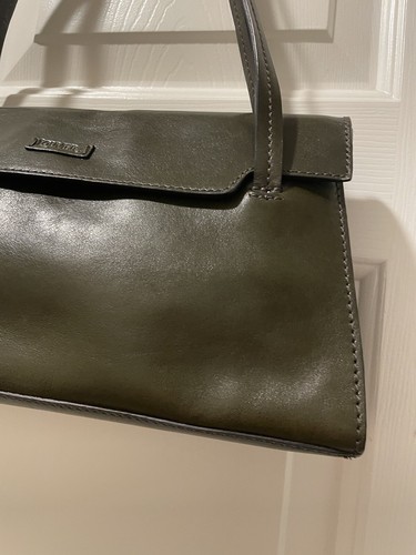 Bolso de Hombro Louvier Paris Cuero Verde Aguacate Oscuro Doble Correa Cartera - Imagen 7 de 21