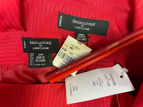 NEW Larry Levine Skirt Suit Size 24W Two Piece Set French Placket Ruffle Front - Picture 2 of 24