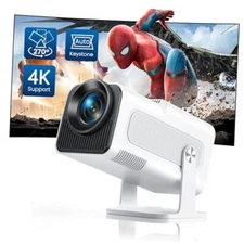 【270°Adjustable Stand】Mini Projector 4K with WiFi 6 and Bluetooth,TOPTRO White