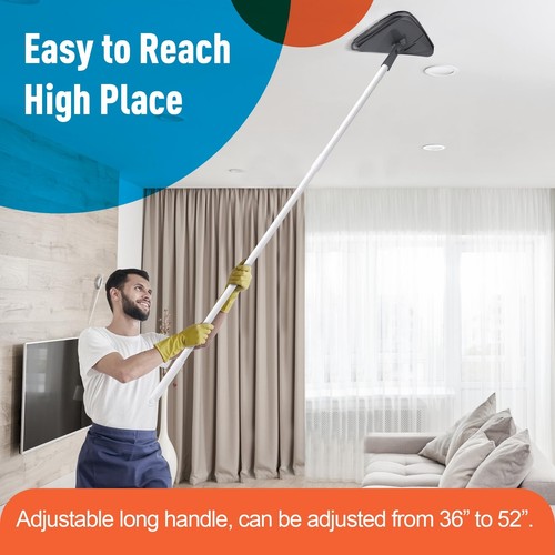 Triangle Mop Wall Dust Mop Wall Cleaning Mop with Long Adjustable Handle, Mic... - Picture 2 of 8