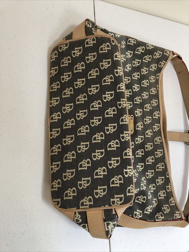 Dooney and Burke Large Shoulder Bag Purse Black Cream Tan - Picture 24 of 24