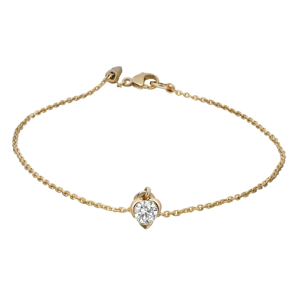 Pandora Talismán Laboratorio Crecido Diamante Corazón Cadena Pulsera Oro Amarillo 14K 0.25Cttw