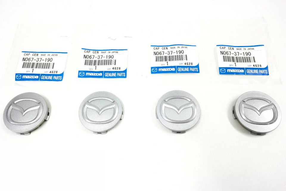 Juego de 4 tapas centrales cubiertas de cubo de rueda plateadas para Mazda Miata 2001-2003 OEM N06737190 Foto 3 de 3