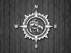 Motorcycle Helmet Vintage Compass Decal, Compass Rose Decal, Laptop Sticker