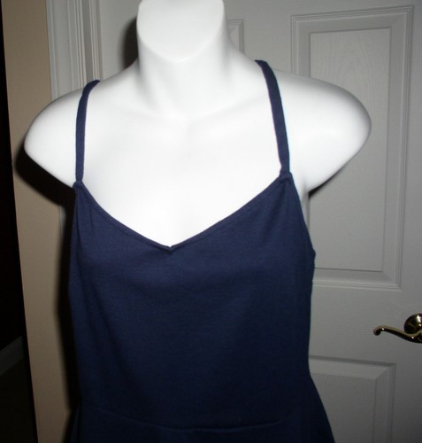 Old Navy Blue Spaghetti Strap X Back Empire Waist Sundress Cotton Knit Medium - Picture 2 of 3