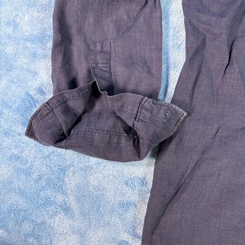 Barneys New York Men's 100% Linen Button Down Blue Shirt, Size M - Picture 12 of 19