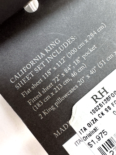 RH Restoration Hardware ITALIAN Giza 700 THREAD SATEEN Sheet Set Cal King White - Picture 3 of 8