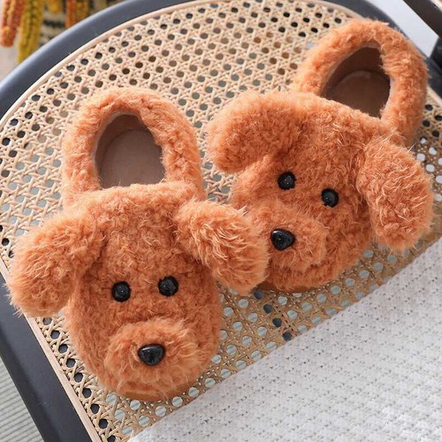 3D Dog Slippers Anti-Slip Puppy Indoor Shoes Soft Warm Plush Girl Winter Kawaii - Picture 15 of 19