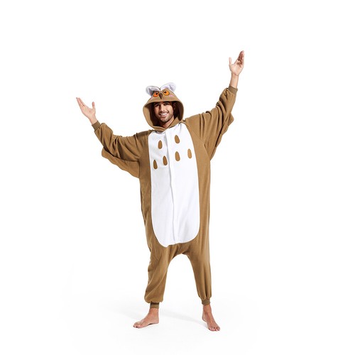 Adult Owl Costume Winter Soft Hooded Homewear Halloween Cosplay One-piece Pajama - 第 19/23 張圖片