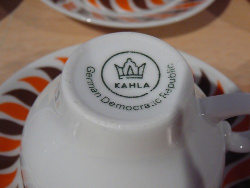 17 tlg Vintage Kahla DDR Porzellan Demitasse Kaffeeservice orange braun DDR - Bild 4 von 12