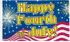 Happy Fourth of July Flag 3x5 ft 4th Independence Day Holiday Fireworks Picnic