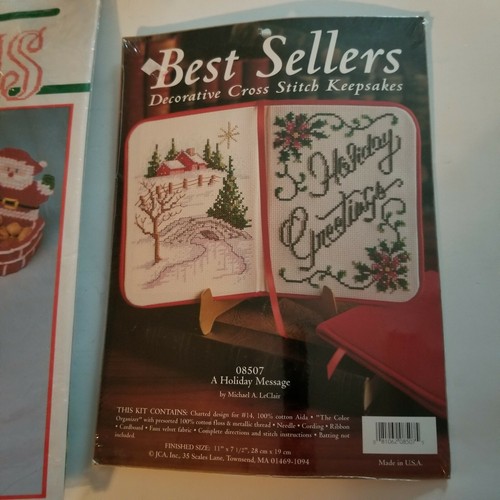 Christmas Cross Stitch & Bucilla Santa Candy Basket Kits & Wall Decor, New - Picture 2 of 6