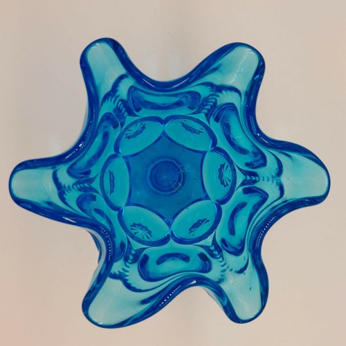 LE Smith Blue Moon and Stars Handkerchief Edge Pedestal Candy Nut Bowl Compote - Picture 2 of 7