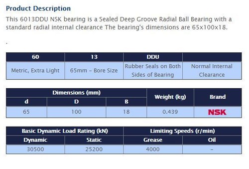 1 Stück NEU NSK 6013 DDU Rillen-Radialkugellager 65 x 100 x 18 mm #ZD - Bild 2 von 4