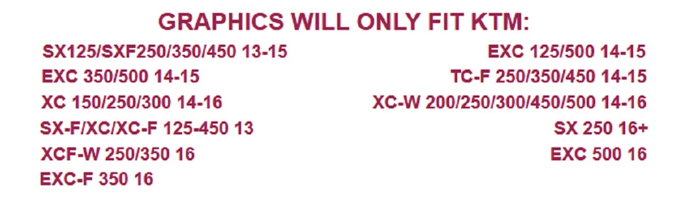 Graphic Stickers Decals For KTM C9 SX/SXF/XC/XCF 125-450 2013-2016 MHAT W K — 第 2/3 张图片