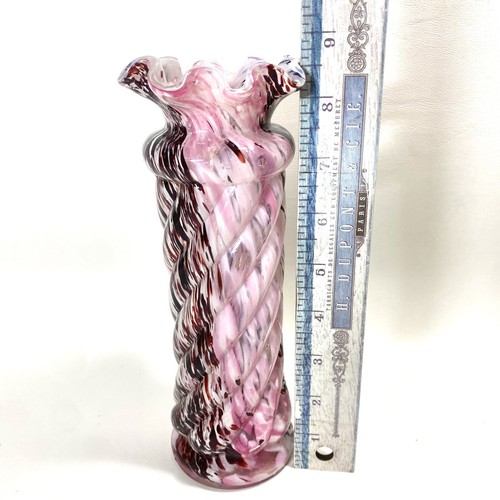 Legras Clichy Art Glass Cased Vase Pink Twisted Confetti Spatter Crested France - Picture 9 of 10