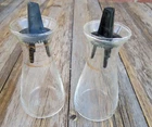 Vintage Pyrex Cruet Set Beaker Style 5" Glass Salt Pepper Oil Vinegar Decorative