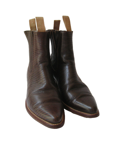 POTRO SALVAJE LIZARD PRINT BROWN LEATHER ANKLE BOOTS US 8 NICE MADE IN MEXICO - Picture 2 of 11
