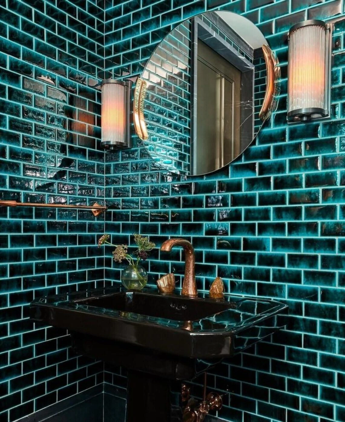 Home Bathroom Décor Vintage Brass & Frosted Glass Rod Wall Sconces Light Fixture