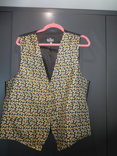 Chaleco chaleco sedoso satinado vintage de osos de peluche Moss Bross para hombre talla X/grande - Imagen 3 de 5