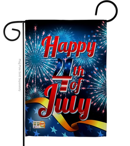 Happy 4Th July Garden Flag Fourth Night Firework America USA Hosue Yard Banner - Picture 2 of 13
