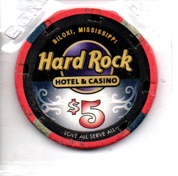 Hard Rock Casino Biloxi Mississippi 5 Dollar Gaming Chip as