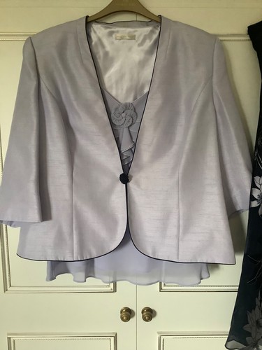 Jacques Vert Size 22/24 Lilac Top, Navy Silk Mix Skirt, Jacket Wedding/Occasion - Picture 2 of 9
