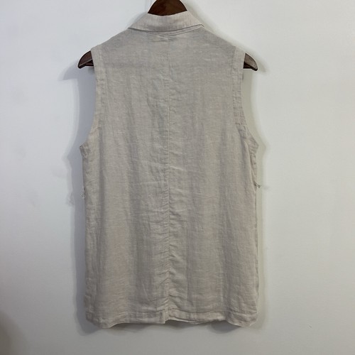 Tahari Linen Beige Single Button Closure Vest Blazer With Pockets Size XL - Imagen 3 de 5