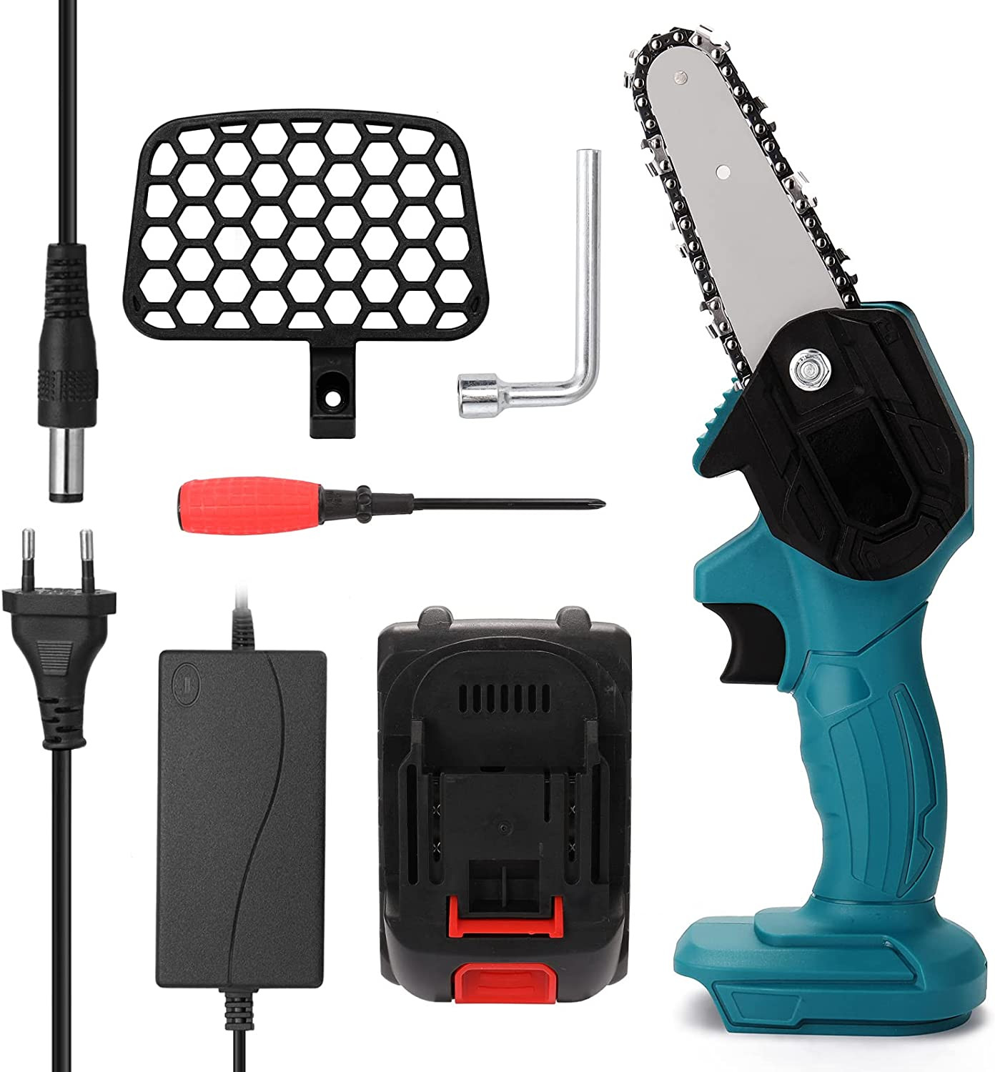 Mini Motosierra Bateria 4 Pulgadas, 21V Eléctrica Motosierra De Mano Pequeñas Si
