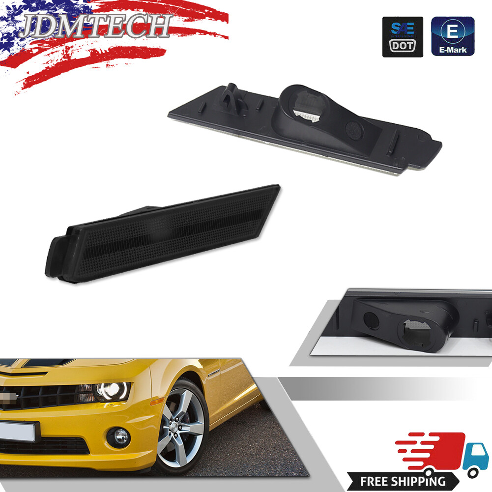 マムマムページ For 10-15 Chevrolet Camaro Front Smoked Black Side Marker