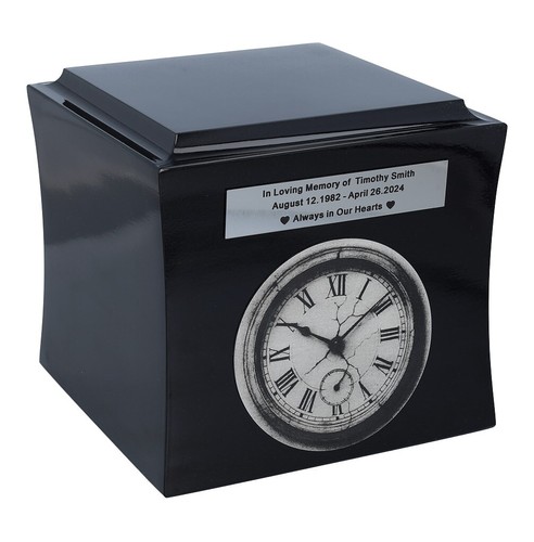 Symbolische urn met klok Herdenkingscrematie urn voor as - Imagen 9 de 10