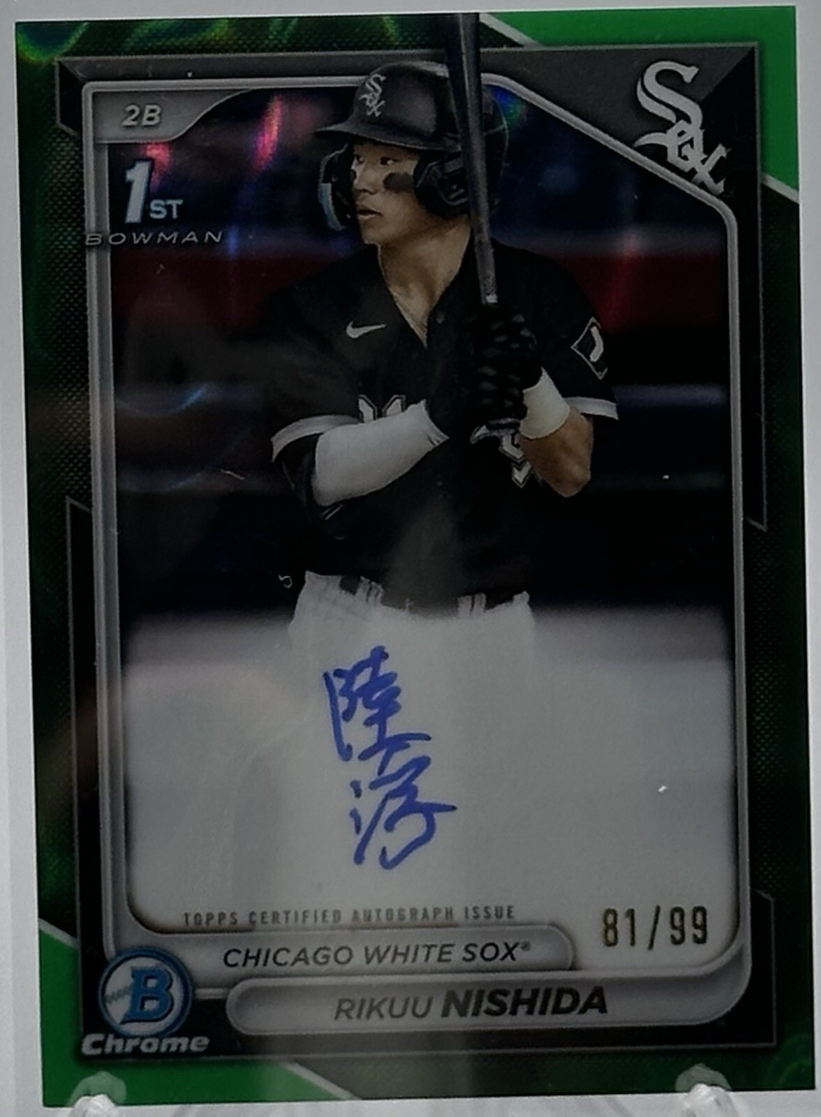 2024 Bowman Rikuu Nishida 1st Chrome Green Lava Refractor Auto/99 Kanji