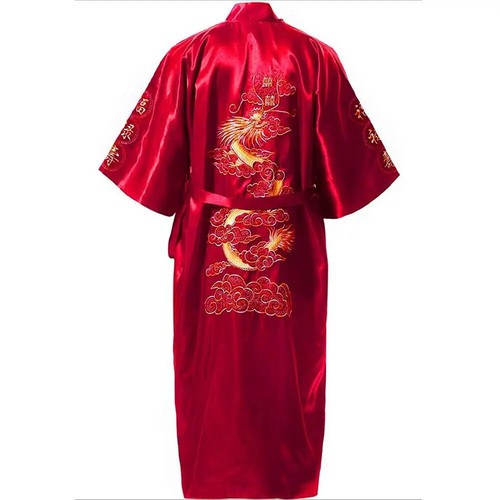 Kimono Bathrobe Clothing Men Embroidery Dragon Garment Traditional Men Nightwear - Picture 8 of 22