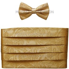 New Polyester Paisley Cummerbund and Bowtie Set Formal Wedding Prom Gold