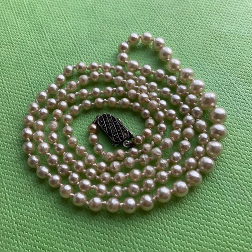 ANTIQUE NECKLACE Judged To Be Cultured Pearls 1920s Sterling Silver SOME DEFECTS - Picture 19 of 21