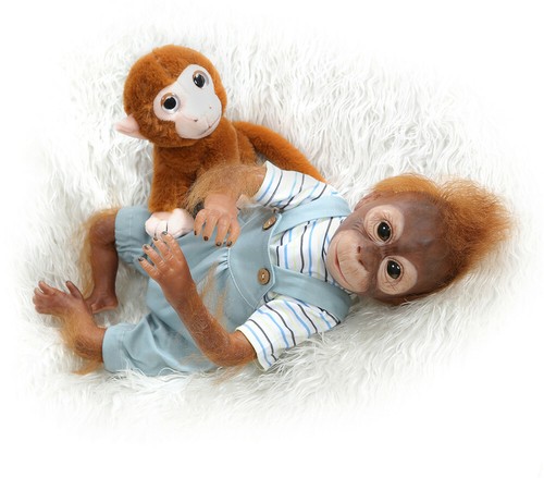 Fuzzy Monkey Doll Boy 21 Reborn Monkey Baby Ape Doll Detail Painting Xmas Gifts Ebay