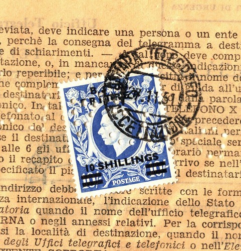 BOIC BA GB 10s HIGH VALUE OVERPRINT Eritrea 1950 Telegram ITALY Scarce Usage - Picture 7 of 9