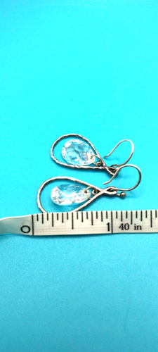 .925 Silpada Faceted Glass Teardrop Open Fishhook Clear Dangle Earrings - Picture 5 of 5