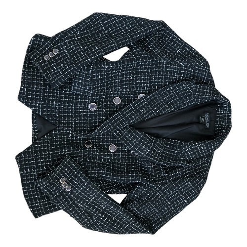 RACHEL ZOE Black and White Plaid Double Breasted Tweed Jacket Blazer Size M - Picture 14 of 16