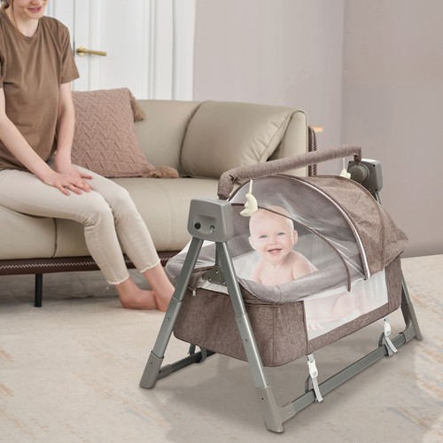 Portable Electric Baby Swing Cradle Bassinet Rocking Crib Infant Bed Cradle New - Picture 4 of 10