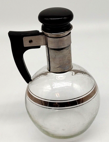 Vintage MCM Dorothy Thorpe cerchio argento olio aceto barra cruet contenitore top in sughero - Foto 6 di 12