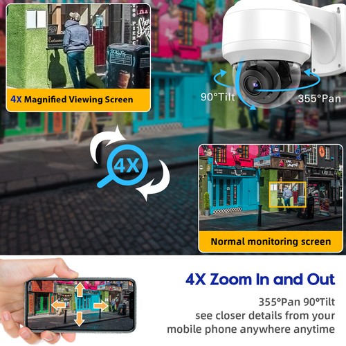 Hikvision Compatible 5MP/8MP 4X Zoom PTZ IP Camera Mic POE IR30m Factory Direct - Picture 6 of 27