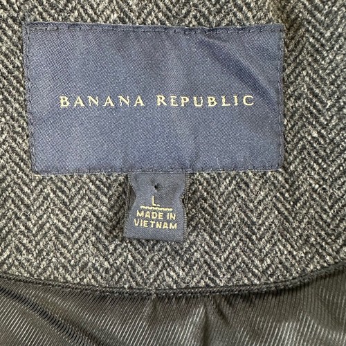 Cappotto giacca bomber Banana Republic uomo misto lana zip intera taglia L grigio nero - Foto 4 di 7