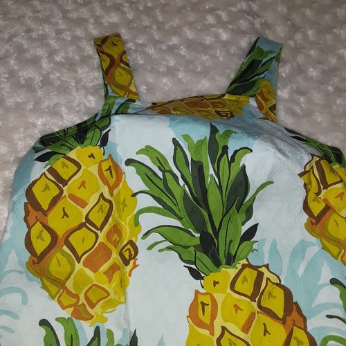 Trink Turk Yellow Blue Green Pineapple Shift Dress Adjustable Textured Pockets - Picture 3 of 12