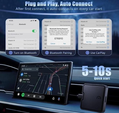 Wireless CarPlay Adapter 2025 Upgrade Support Netflix/YouTube Play Dongle - Photo 4/9