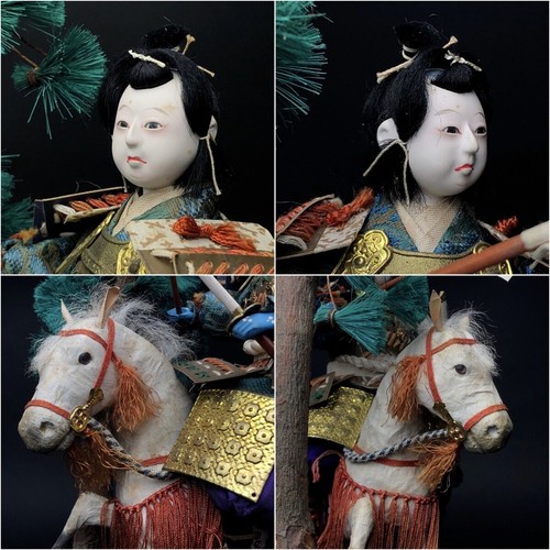 Antique SAMURAI Japanese Warrior MOMOTARO MUSHA Armor Suit YOROI NINGYO Horse - Picture 5 of 9