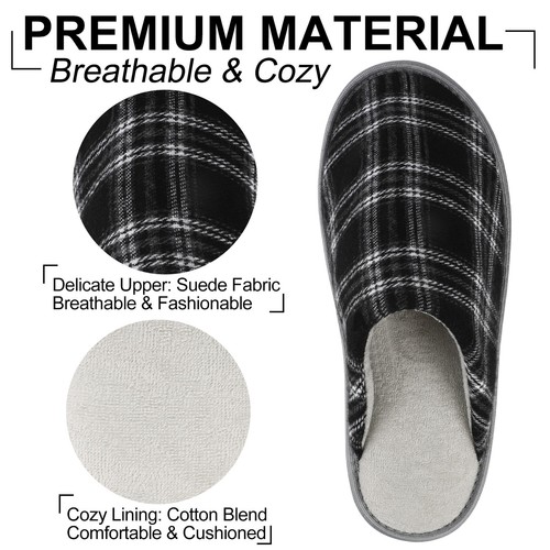 riemot Lined Slippers for Mens Memory Foam Slippers Indoor Slip-On House Shoes - Picture 17 of 31